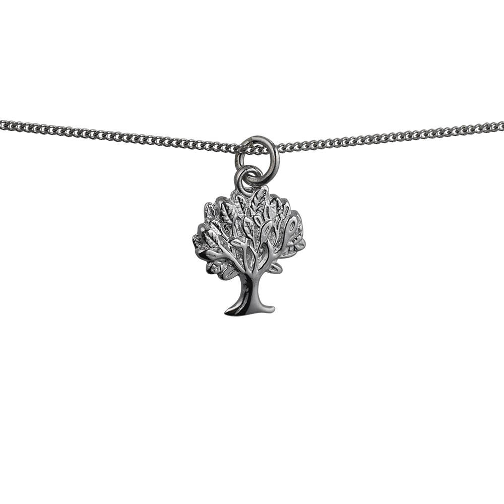 Silver 18x17mm Tree of Life Pendant with a 1.3mm wide curb Chain 24 inches