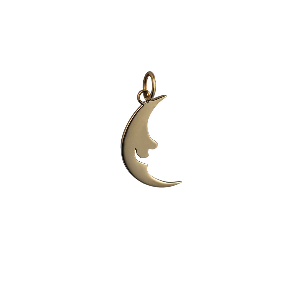 9ct Gold 8x20mm smiling Half Moon/Sun Pendant or Charm - Image 2