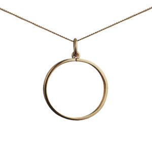 9ct Gold 20mm plain 1/2 Half Sovereign coin mount holder Pendant with a 0.6mm wide curb Chain