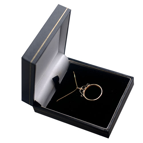 9ct Gold 23x20mm 1/2 Half Sovereign coin mount holder with 2 scrolls Pendant with a 0.6mm wide curb Chain 16 inches Only Suitable for Children - Image 3