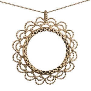 9ct Gold 32mm Full Sovereign mount with a diamond cut coin mount holder Pendant with a 0.6mm wide curb Chain