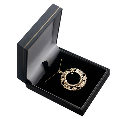 9ct Gold 34mm Full Sovereign mount with a diamond cut coin mount holder ...