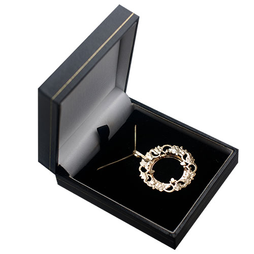 9ct Gold 34mm Full Sovereign mount with a diamond cut coin mount holder ...