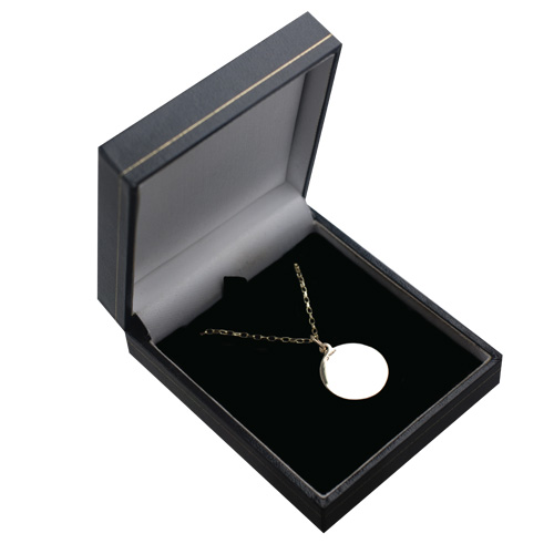 9ct Gold 19mm round hand engraved medical alarm symbol Disc Pendant with a 1.4mm wide belcher Chain - Image 3