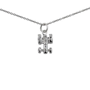 Silver 12x9mm Tractor Pendant with a 1mm wide rolo Chain 14 inches Only Suitable for Children