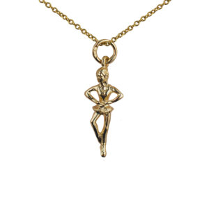 9ct Gold 22x10mm Ballet Dancer Pendant with a 1.1mm wide cable Chain