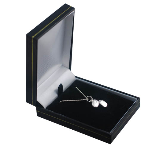 Silver 11x15mm Baby Booties Pendant with a 1mm wide rolo Chain 18 inches - Image 3