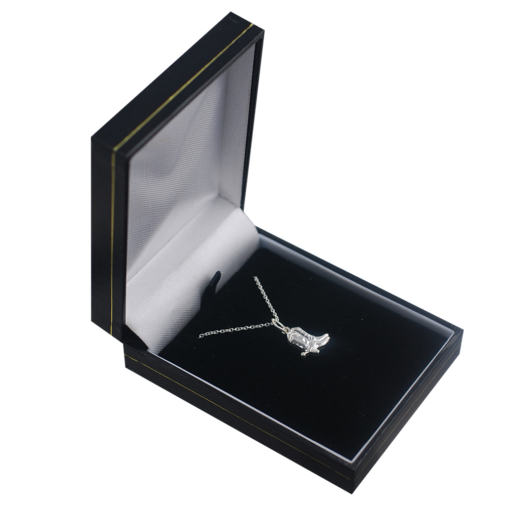 Silver 12x12mm Cowboy Boots Pendant with a 1mm wide rolo Chain - Image 2
