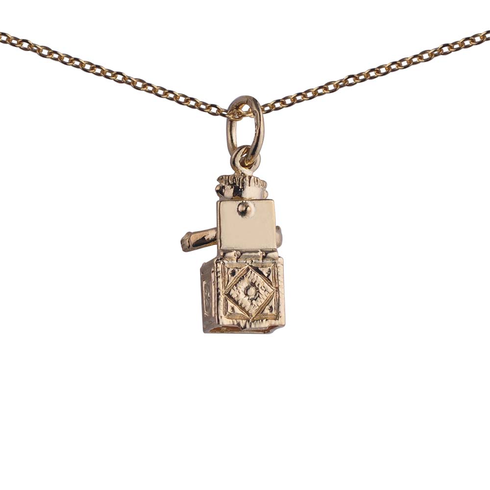 9ct Gold 14x10mm Jack in the Box Pendant with a 1.1mm wide cable Chain 18 inches - Image 2