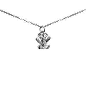 Silver 13x12mm Teddy Bear Pendant with a 1mm wide rolo Chain