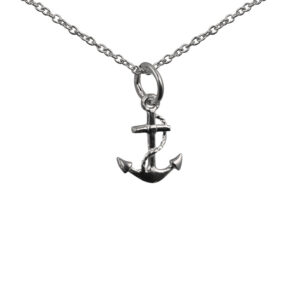 Silver 13x10mm Anchor symbol of hope Pendant with a 1mm wide rolo Chain