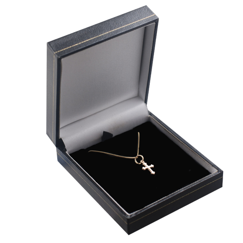 9ct Gold 12x9mm Cross symbol of faith Pendant with a 0.6mm wide curb Chain 16 inches Only Suitable for Children - Image 2