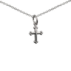 Silver 12x79mm Cross symbol of faith Pendant with a 1mm wide rolo Chain