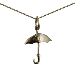 9ct Gold 17x12mm Umbrella Charm with a 0.6mm wide curb Chain