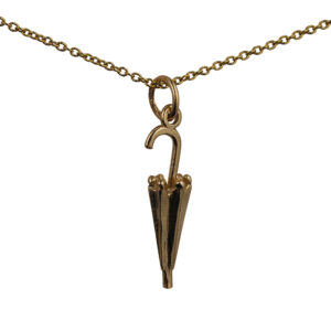 9ct Gold 22x6mm Umbrella Pendant with a 1.1mm wide cable Chain