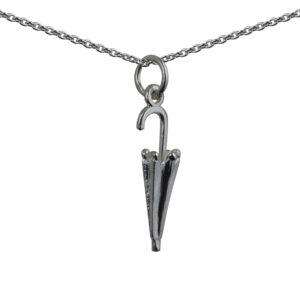 Silver 22x6mm Umbrella Pendant with a 1mm wide rolo Chain