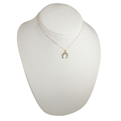 9ct Gold 15x14mm Horse Shoe Pendant with a 0.6mm wide curb Chain 16 inches Only Suitable for Children - Image 4