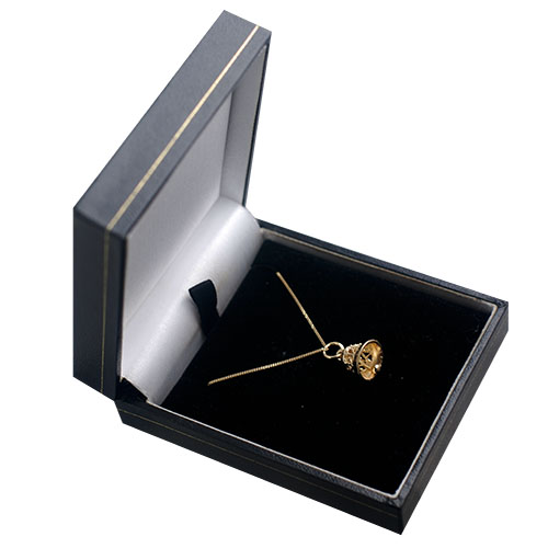 9ct Gold 10x11mm moveable Ringing Bell Pendant with a 0.6mm wide curb Chain 18 inches - Image 2