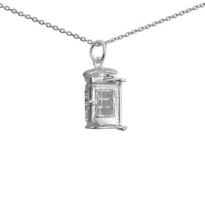 Silver 18x8mm opening Phonebox Pendant with a 1mm wide rolo Chain