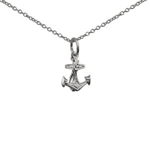 Silver 12x11mm Anchor symbol of hope Pendant with a 1mm wide rolo Chain