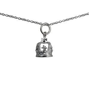 Silver 9x8mm Royal Crown Pendant with a 1mm wide rolo Chain 24 inches