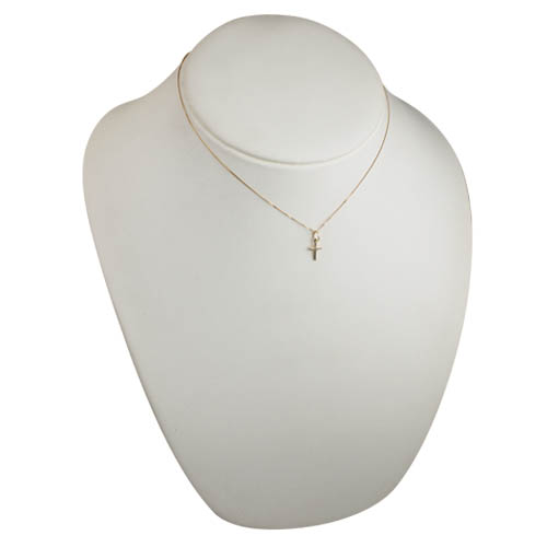 9ct Gold 11x7mm Cross symbol of faith Pendant with a 0.6mm wide curb Chain 16 inches Only Suitable for Children - Image 4