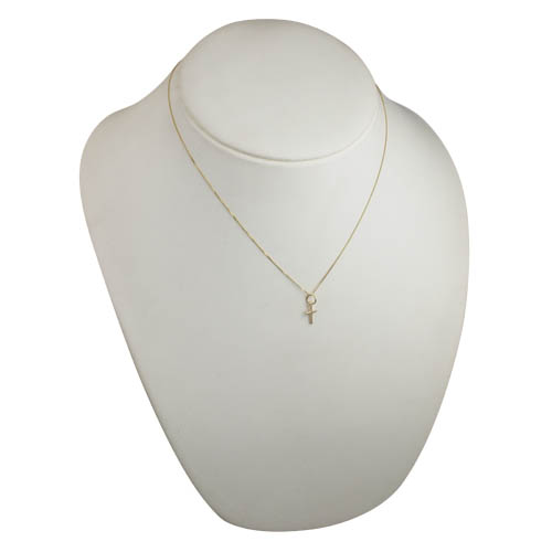 9ct Gold 11x7mm Cross symbol of faith Pendant with a 0.6mm wide curb Chain - Image 4