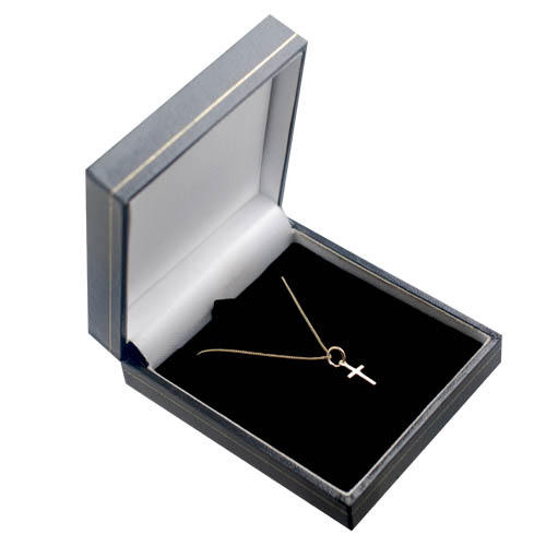 9ct Gold 11x7mm Cross symbol of faith Pendant with a 0.6mm wide curb Chain 16 inches Only Suitable for Children - Image 3