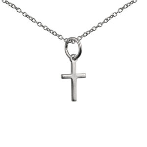 Silver 10x9mm Cross symbol of faith Pendant with a 1mm wide rolo Chain