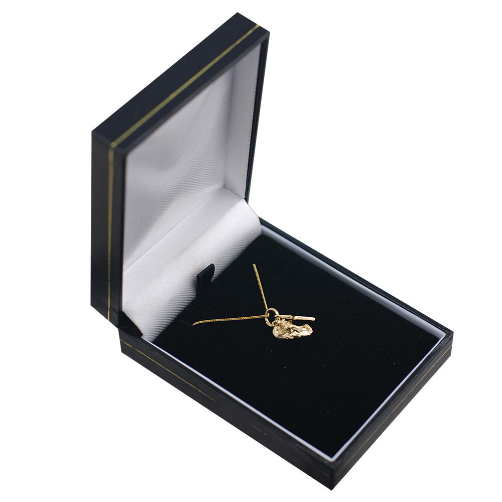 9ct Gold 15x4mm Faith Hope and Charity Pendants with a 0.6mm wide curb Chain 16 inches Only Suitable for Children - Image 3
