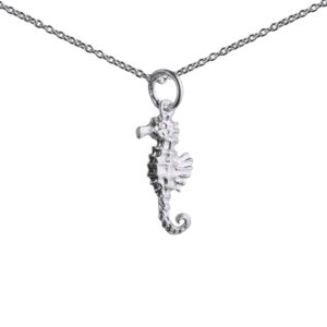Silver 17x9mm Seahorse Pendant with a 1mm wide rolo Chain