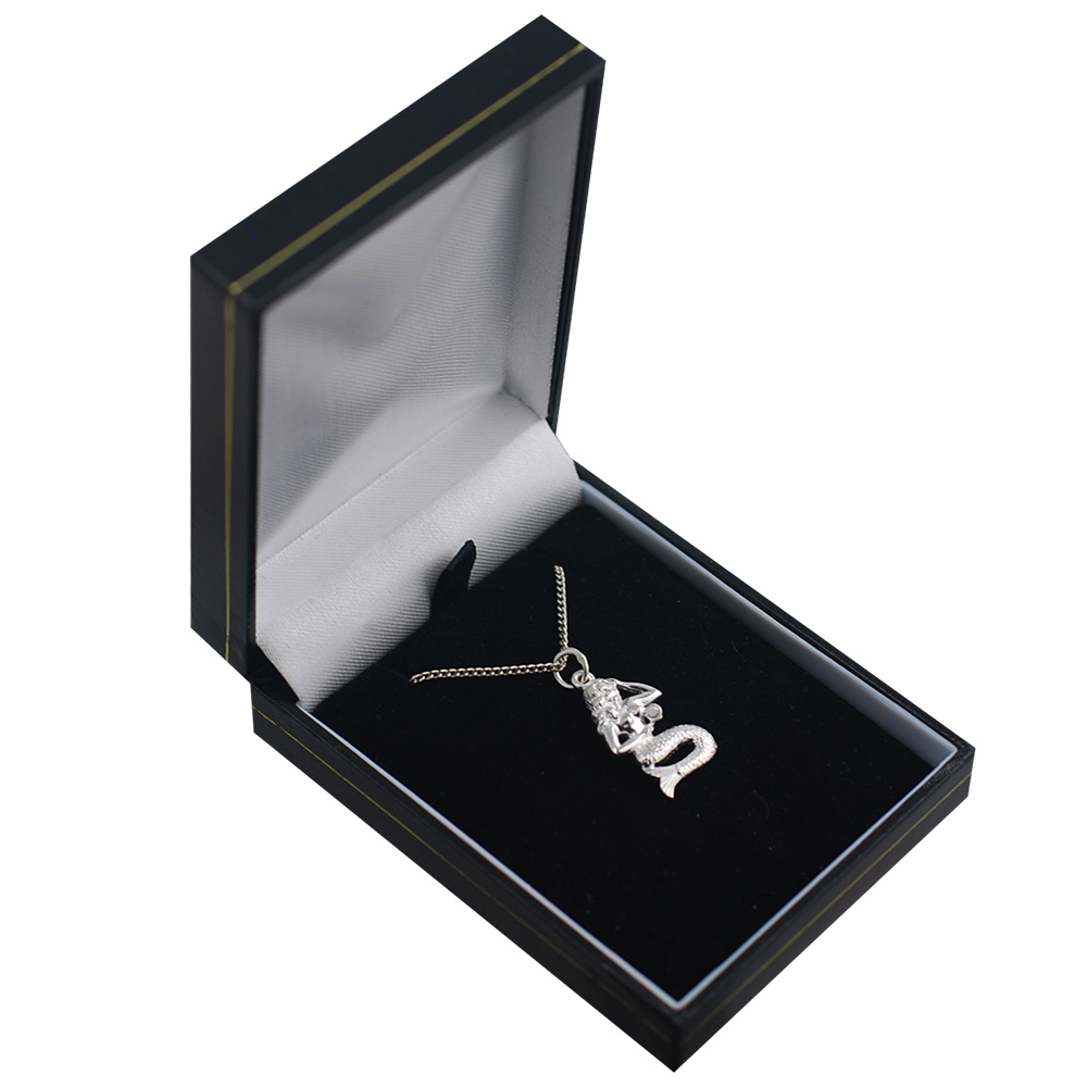 Silver 21x14mm Mermaid Pendant with a 1.3mm wide curb Chain 18 inches - Image 3