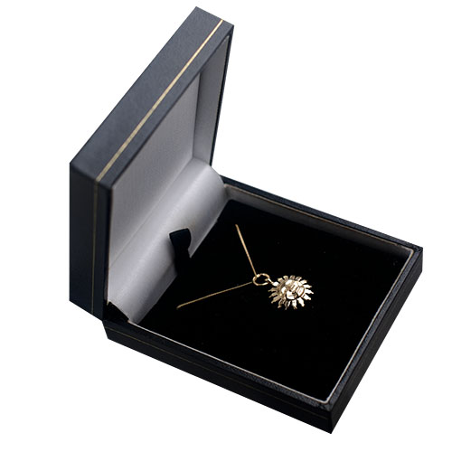 9ct Gold 15mm face of the sun smile Pendant with a 0.6mm wide curb Chain 18 inches - Image 2