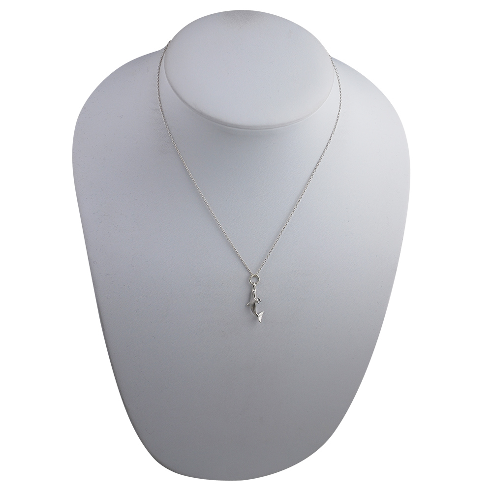 Silver 22x7mm swimming Dolphin Pendant with a 1mm wide rolo Chain 16 inches Only Suitable for Children - Image 3