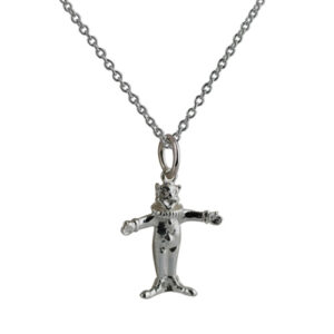 Silver 15x14mm solid Clown Pendant with a 1mm wide rolo Chain 20 inches