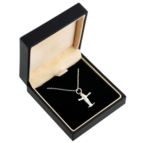 Silver 15x14mm solid Clown Pendant with a 1mm wide rolo Chain 22 inches - Image 2