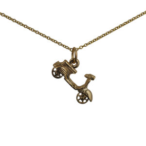 9ct Gold 11x20mm Scooter Pendant with a 1.1mm wide cable Chain