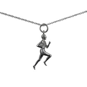 Silver 25x9mm Male Runner Pendant with a 1mm wide rolo Chain