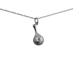 Silver 20x10mm Maracas Pendant with a 1mm wide rolo Chain
