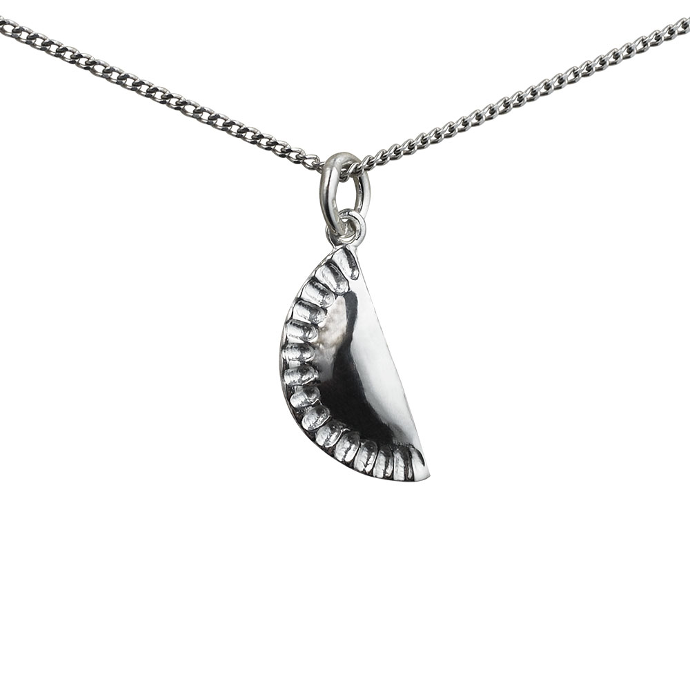 Silver 20x9mm Pasty Pendant with a 1.3mm wide curb Chain 24 inches