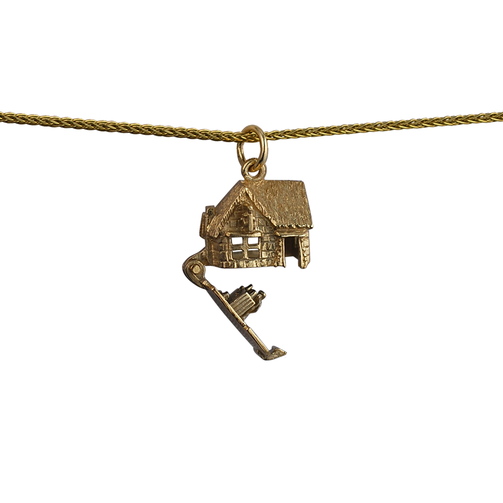 9ct Gold 10x13mm moveable Pub Pendant with a 1.1mm wide spiga Chain - Image 2