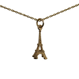 9ct Gold 17x9mm Eiffel Tower Pendant with a 1.1mm wide cable Chain 18 inches