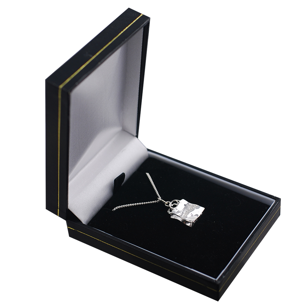 Silver 17x12mm Harrods Bag Pendant with a 1.3mm wide curb Chain - Image 2