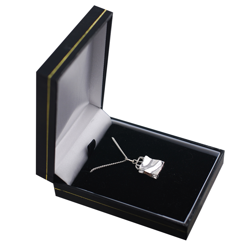 Silver 17x12mm Harrods Bag Pendant with a 1.3mm wide curb Chain - Image 3