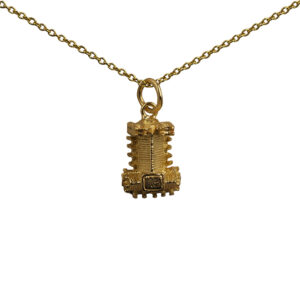 9ct Gold 10x13mm hollow Westminster Abbey Pendant with a 1.1mm wide cable Chain