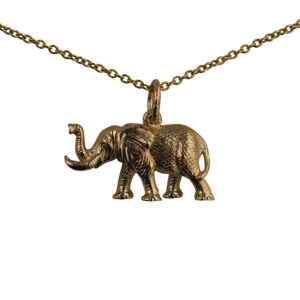 9ct Gold 10x20mm Elephant Pendant with a 1.1mm wide cable Chain