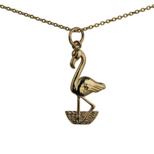 9ct Gold 24x13mm Flamingo Pendant with a 1.1mm wide cable Chain