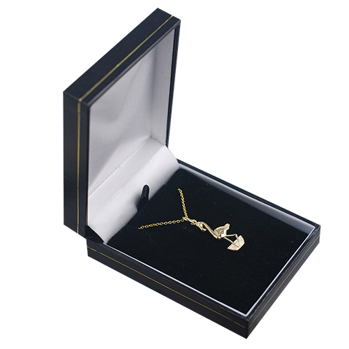 9ct Gold 24x13mm Flamingo Pendant with a 1.1mm wide cable Chain 20 inches - Image 2