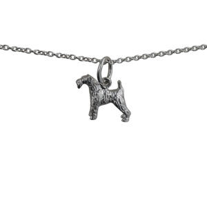 Silver 19x12mm Airedale Terrier Pendant with a 1mm wide rolo Chain