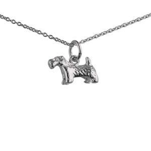 Silver 8x13mm Scottie Dog Pendant with a 1mm wide rolo Chain 24 inches